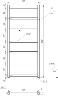 Рушникосушка Genesis Aqua Minimal 1000x530 Чорний - 1 фото