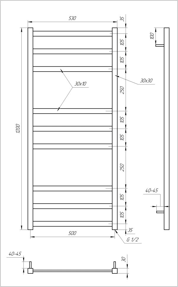 Рушникосушка Genesis Aqua Tristar 1200x530 Чорний - 5 фото