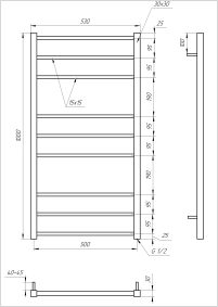 Рушникосушка Genesis Aqua Tristar square 1000x530 Чорний - 2 фото