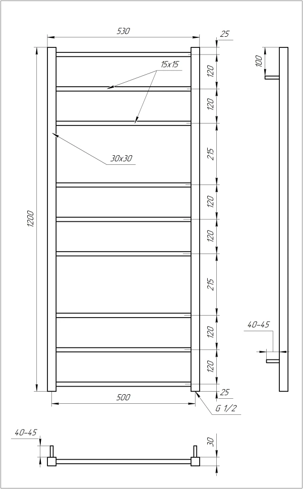 Рушникосушка Genesis Aqua Tristar square 1000x530 Чорний - 3 фото