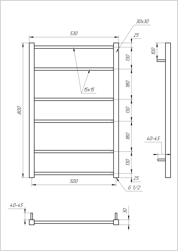 Рушникосушка Genesis Aqua Tristar square 1000x530 Чорний - 1 фото