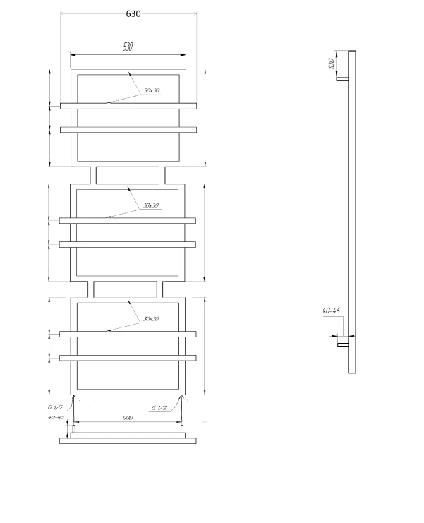 Рушникосушка Genesis Aqua Fadey 1400x630 Чорний - 1 фото