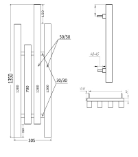 Рушникосушка Genesis Aqua Kiy 1350x305 Чорний - 1 фото