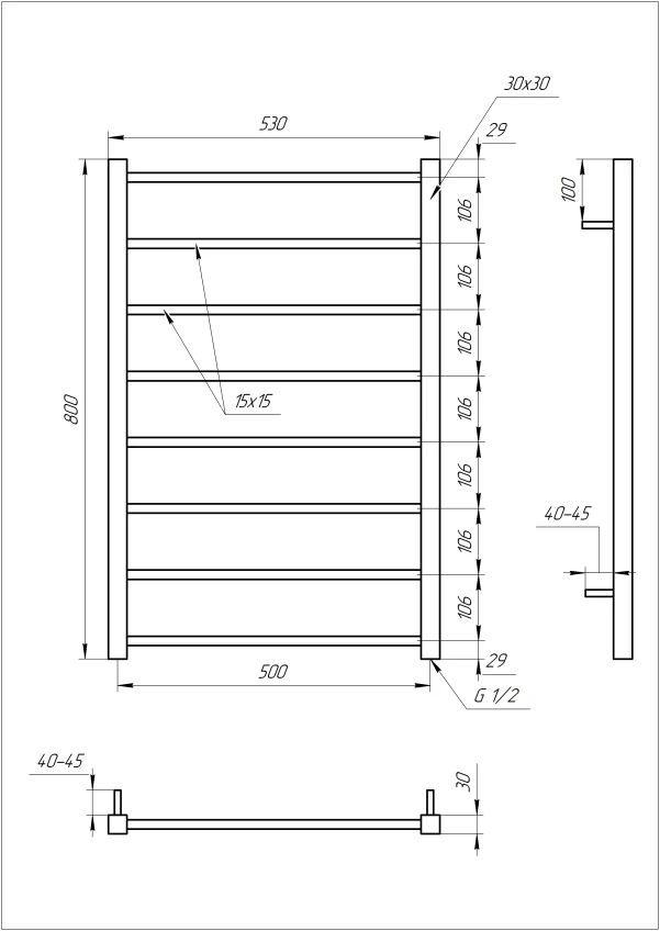 Рушникосушка Genesis Aqua Flat 1200x530 Чорний - 4 фото