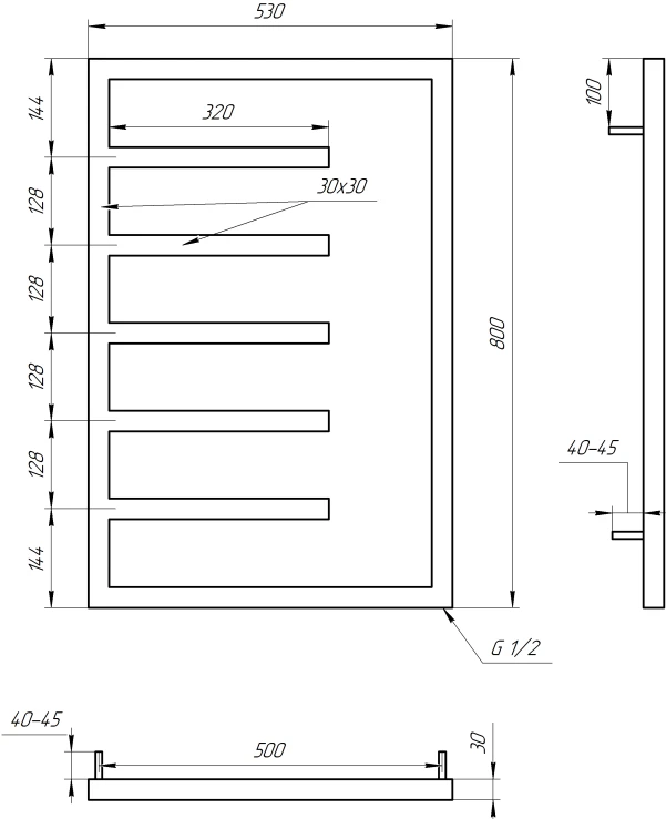 Рушникосушка Genesis Aqua Combo 1000x530 Чорний - 1 фото