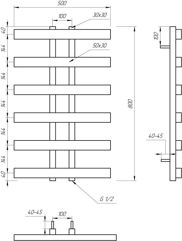 Рушникосушка Genesis Aqua Symmetry 1200x500 Чорний - 1 фото