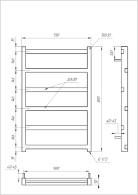 Рушникосушка Genesis Aqua Level 1000x530 Чорний - 1 фото
