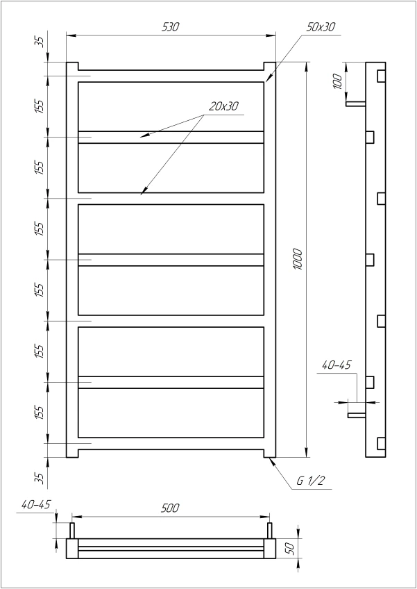 Рушникосушка Genesis Aqua Level 1000x530 Чорний - 2 фото