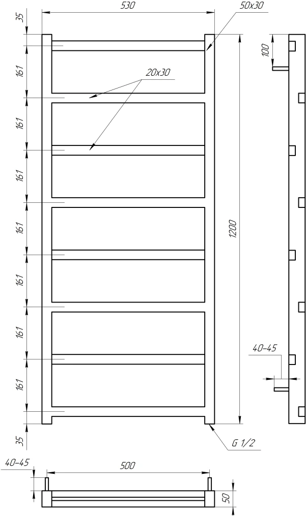 Рушникосушка Genesis Aqua Level 1000x530 Чорний - 3 фото