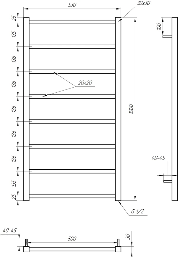 Рушникосушка Genesis Aqua Terra 1200x530 Чорний - 3 фото