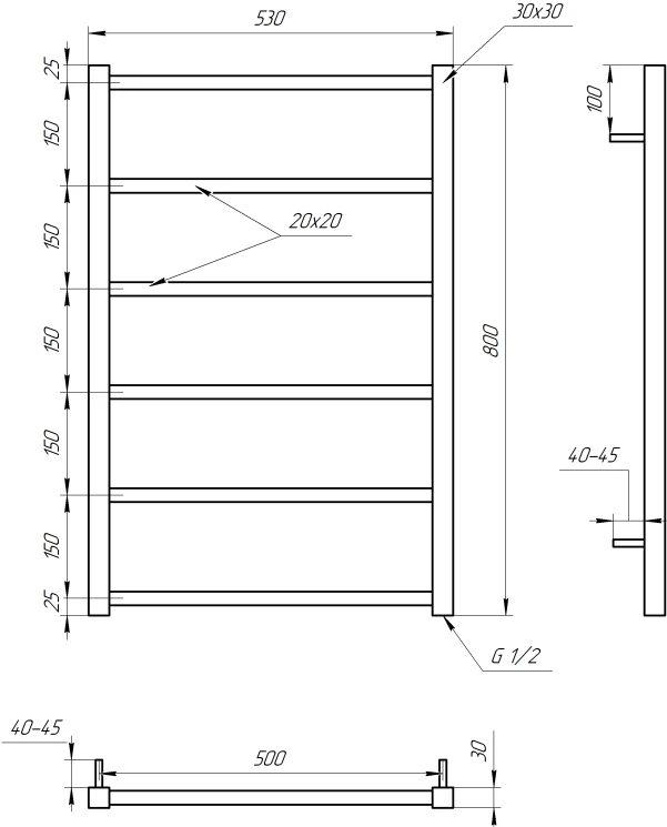 Рушникосушка Genesis Aqua Terra 1200x530 Чорний - 2 фото