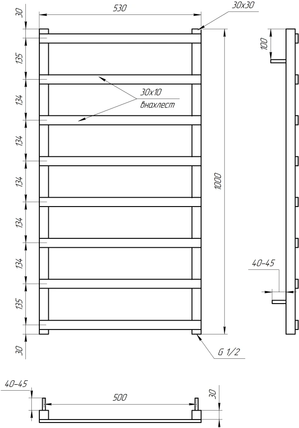 Рушникосушка Genesis Aqua Basis Light 800x530 Чорний - 3 фото
