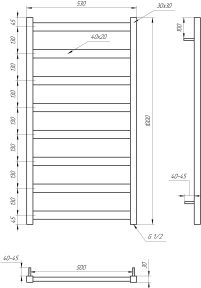 Рушникосушка Genesis Aqua Maxi 1200x530 Чорний - 5 фото