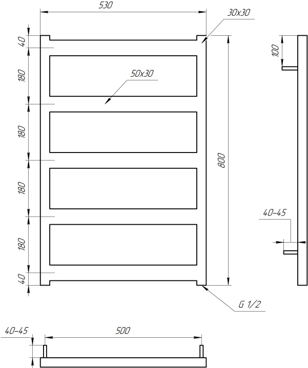 Рушникосушка Genesis Aqua Nova 800x530 Чорний - 5 фото