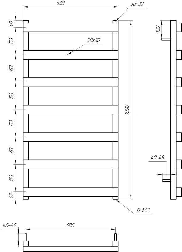 Рушникосушка Genesis Aqua Fancy 1000x530 Чорний - 2 фото