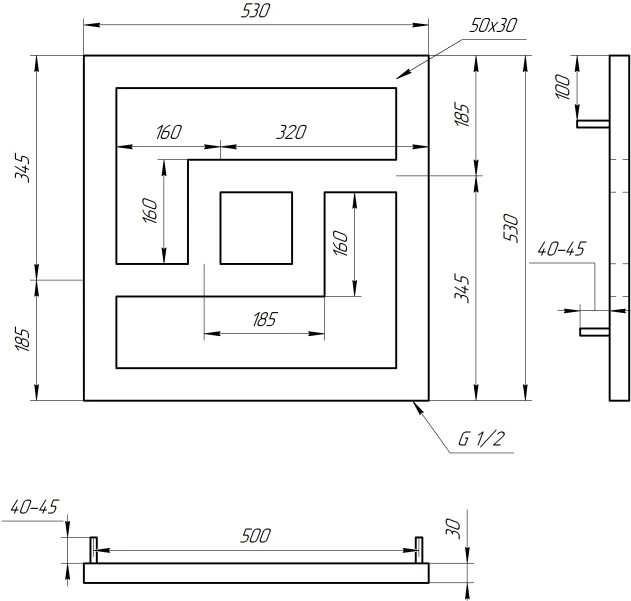 Рушникосушка Genesis Aqua Onix 530x530 Чорний - 2 фото