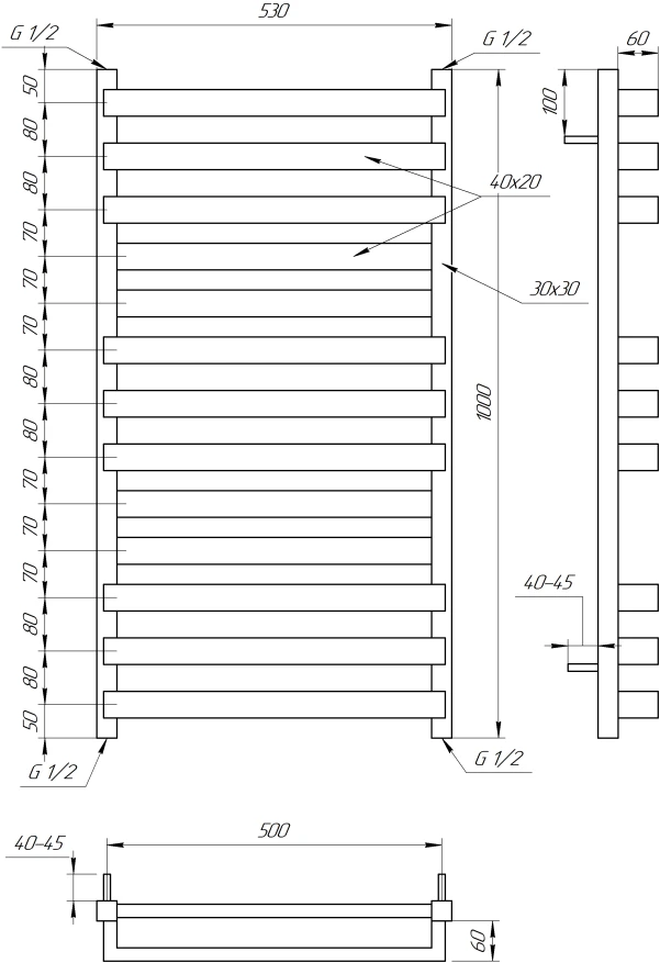 Рушникосушка Genesis Aqua Santa 1000x530 Чорний - 7 фото
