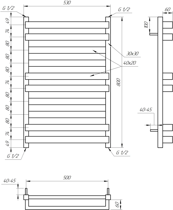 Рушникосушка Genesis Aqua Santa 1000x530 Чорний - 6 фото