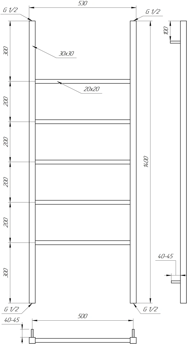 Рушникосушка Genesis Aqua Bianco 1400x530 Чорний - 3 фото