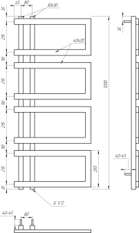Рушникосушка Genesis Aqua Enzo 1200x500 Чорний - 4 фото