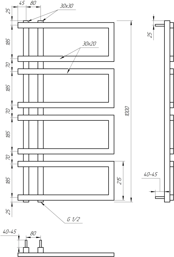 Рушникосушка Genesis Aqua Enzo 1200x500 Чорний - 3 фото