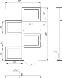 Рушникосушка Genesis Aqua Fito 1200x530 Чорний - 3 фото