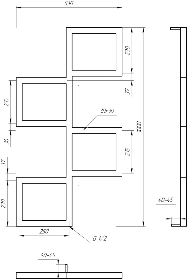 Рушникосушка Genesis Aqua Fito 1200x530 Чорний - 4 фото