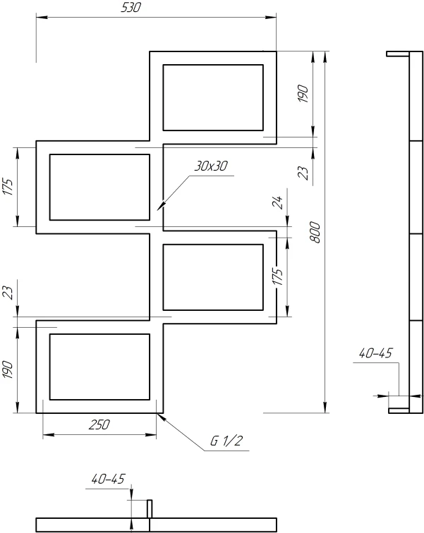 Рушникосушка Genesis Aqua Fito 1200x530 Чорний - 3 фото