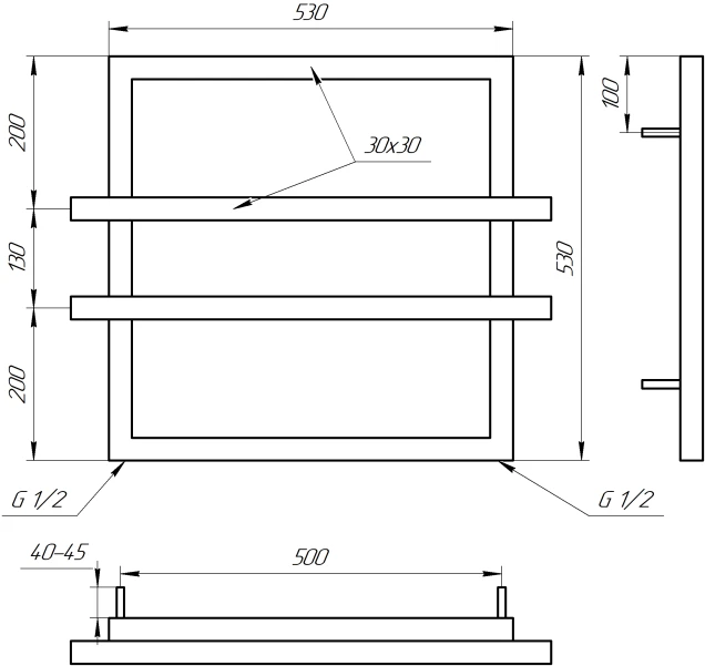 Рушникосушка Genesis Aqua Cadexsa 630x530 Чорний - 2 фото