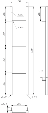 Рушникосушка Genesis Aqua Musa 1200x250 Чорний - 2 фото