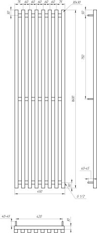 Радіатор Genesis Aqua Siena 1600x450 Чорний - 2 фото