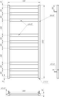 Рушникосушка Genesis Aqua Tristar flat DRY 1200x530 Чорний - 3 фото