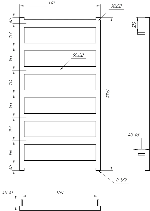 Рушникосушка Genesis Aqua Nova DRY 1200x530 Чорний - 6 фото