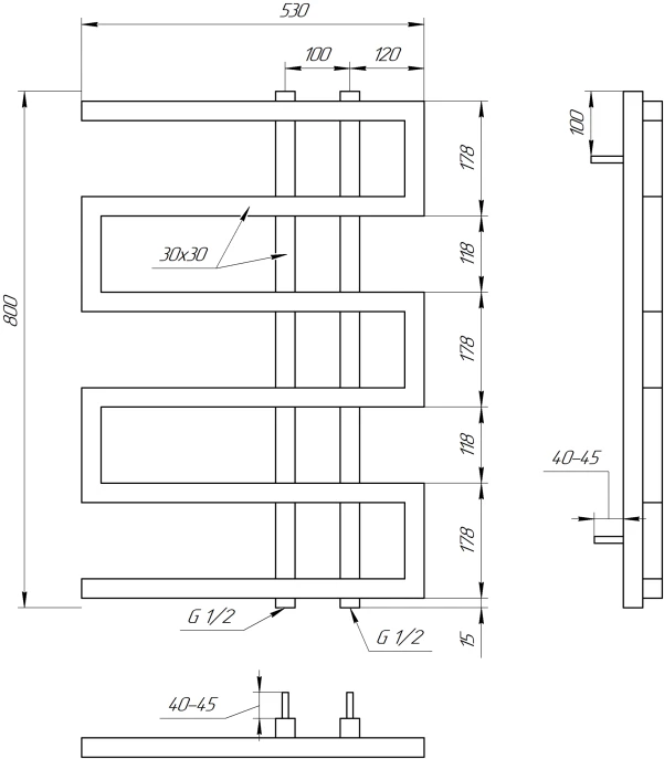 Полотенцесушитель Genesis Aqua Dual электрический 1200x530 - 4 фото
