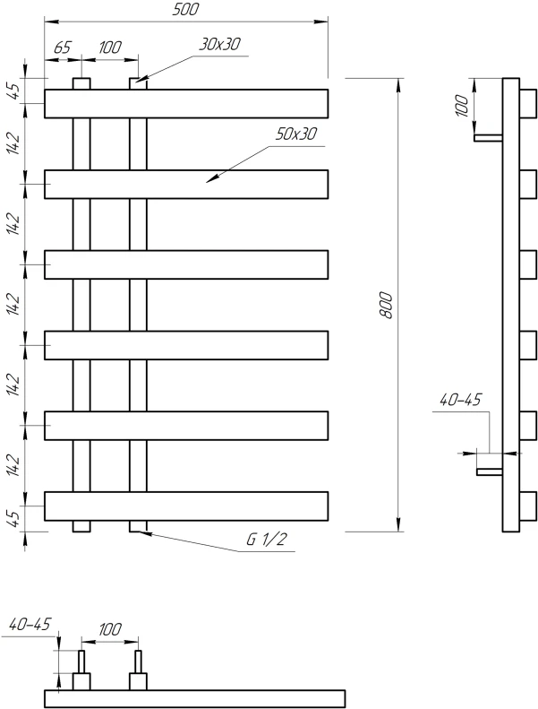 Рушникосушка Genesis Aqua Split електричний 1000x500 - 5 фото