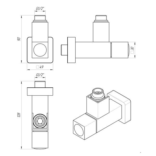 Кран кутовий Laris 1/2" - 1/2" Кватро 2шт. (LX-855)