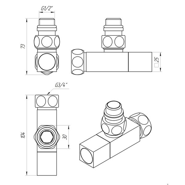 Кран кутовий Laris 1/2" - 3/4" Кватро Класік 2шт. (LX-851)