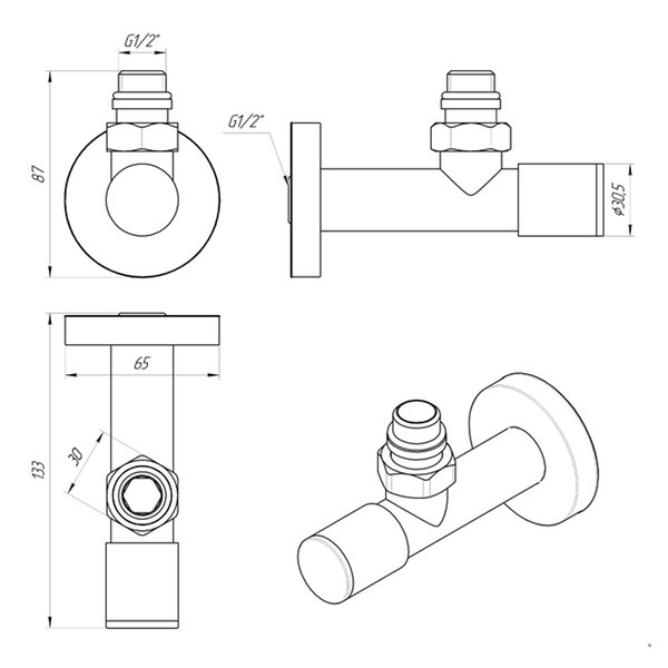 Кран кутовий Laris 1/2" - 1/2" Подовжений 2шт. (ZZ-5101)