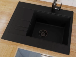 Кухонна мийка BODRUM 650 black shine - 4 фото