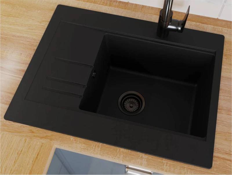 Кухонна мийка BODRUM 650 black shine - 4 фото