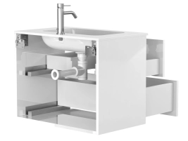 Тумба підвісна NATURA біла глянцева для умивальника DELLA 700 - 3 фото
