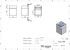 Тумба підвісна MINIMA синя для умивальника TONI 300 - 1 фото