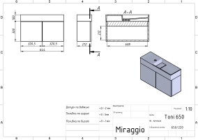 Тумба підвісна MINIMA синя для умивальника TONI 650 - 6 фото