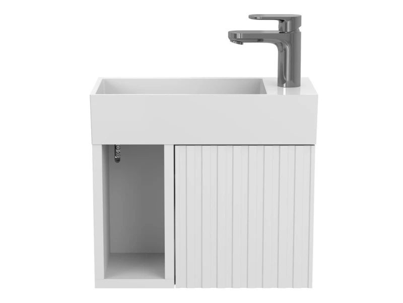 Тумба підвісна AURA біла soft-touch для умивальника TONI 450 - 2 фото