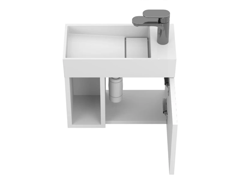 Тумба підвісна AURA біла soft-touch для умивальника TONI 450 - 6 фото