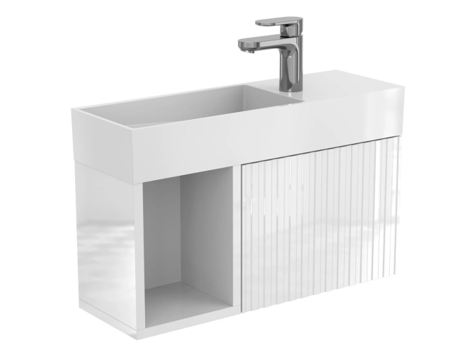 Тумба підвісна AURA біла глянцева для умивальника TONI 650