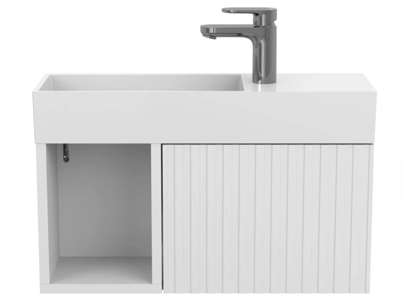 Тумба підвісна AURA біла soft-touch для умивальника TONI 650 - 3 фото