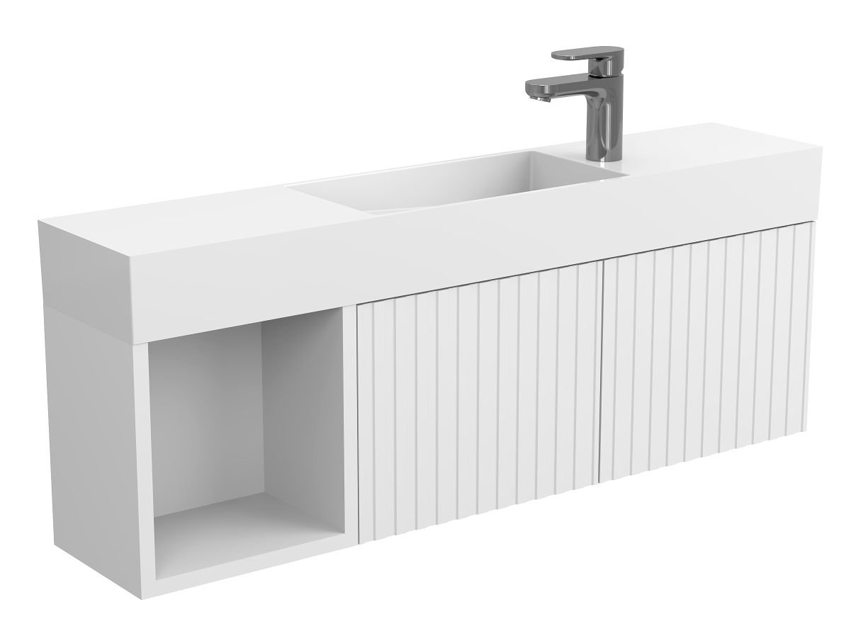 Тумба підвісна AURA біла soft-touch для умивальника TONI 1050