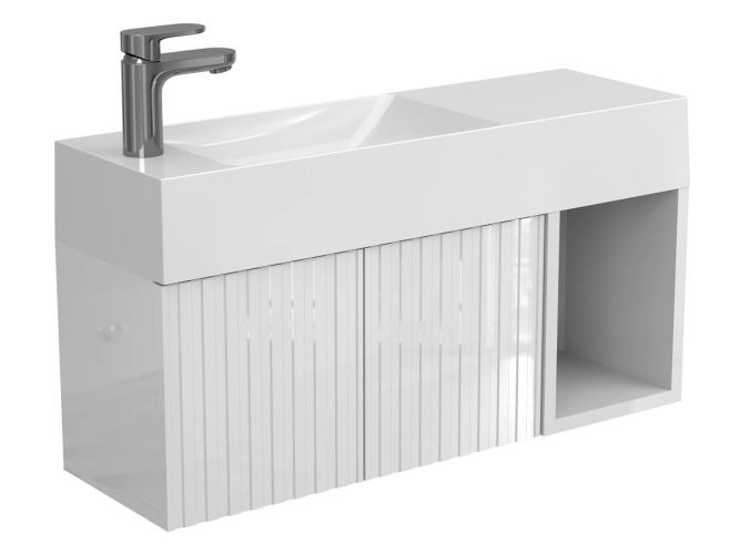 Тумба підвісна AURA біла глянцева для умивальника SHANGHAI L