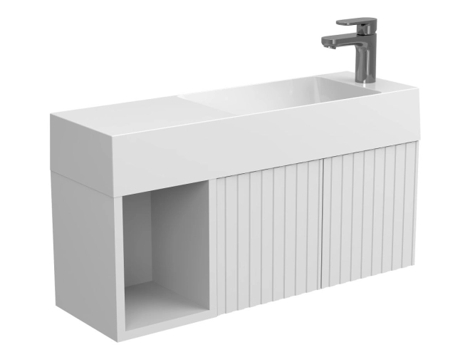 Тумба підвісна AURA біла soft-touch для умивальника SHANGHAI R